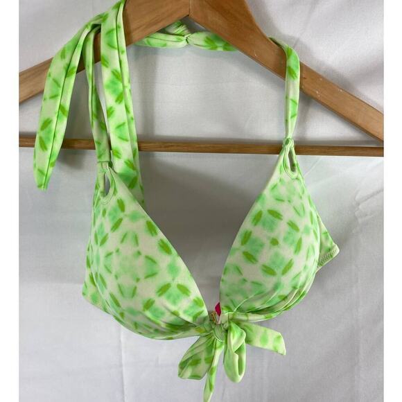 Victorias Secret Green Patterned Bikini Top size 34C - Picture 1 of 4
